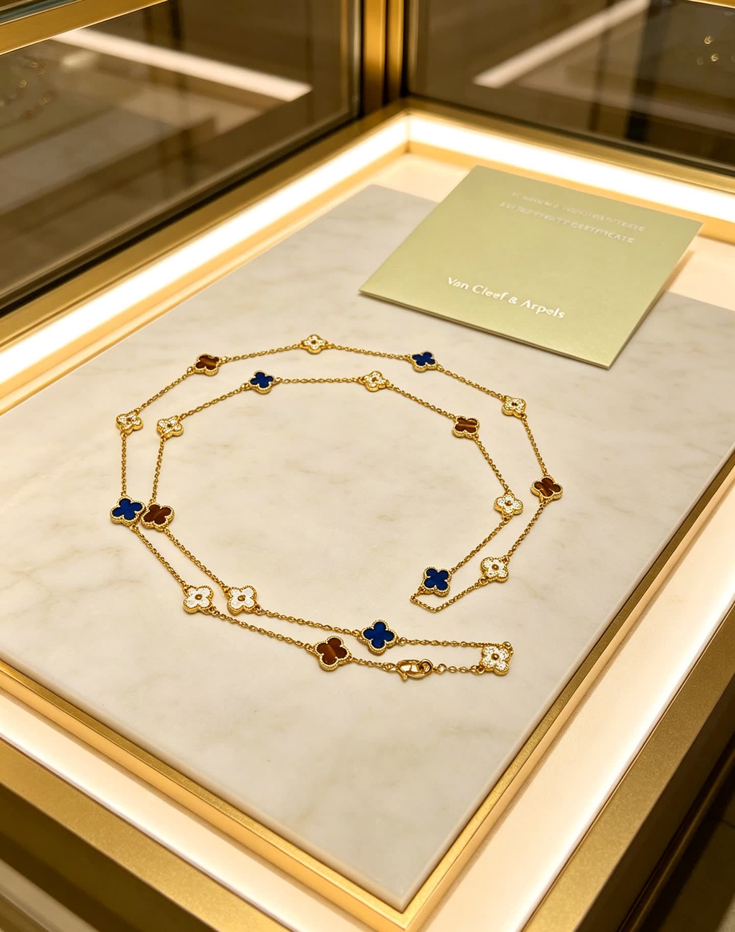 Van Cleef & Arpels Vintage Alhambra Yellow Gold Enamel Necklace
